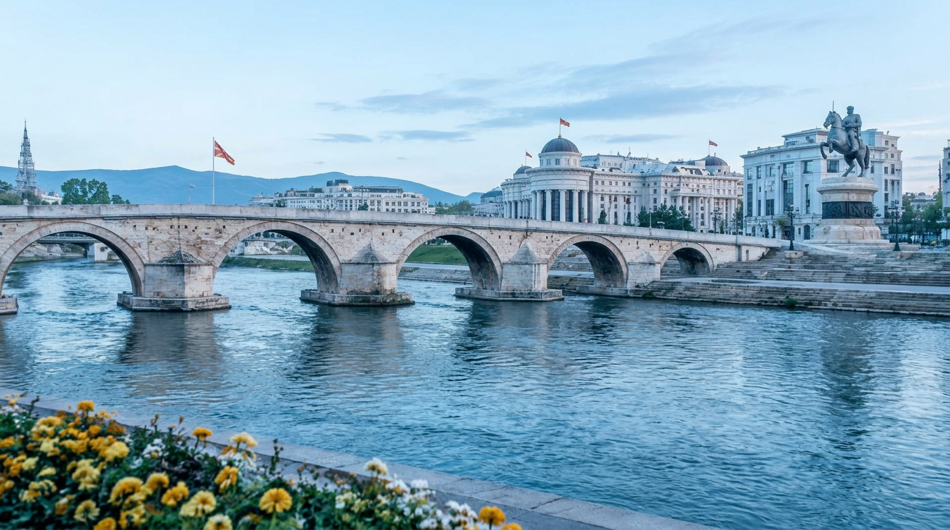 Skopje at dusk